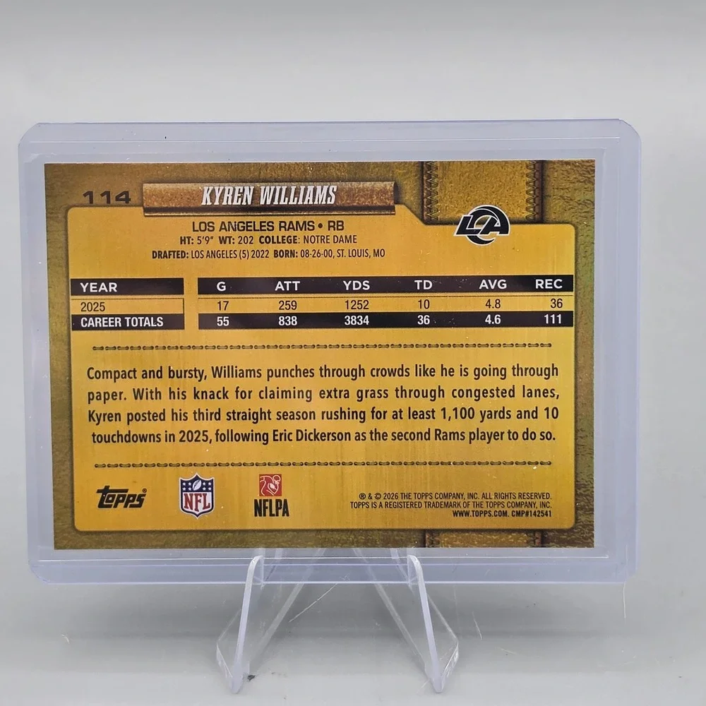 '26 Topps Flagship Kyren Williams Golden Mirror Back SSP #114 Rams Case Hit